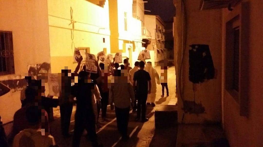 People in al- Musalla town demonstrate in solidarity with the prisoners of conscience
