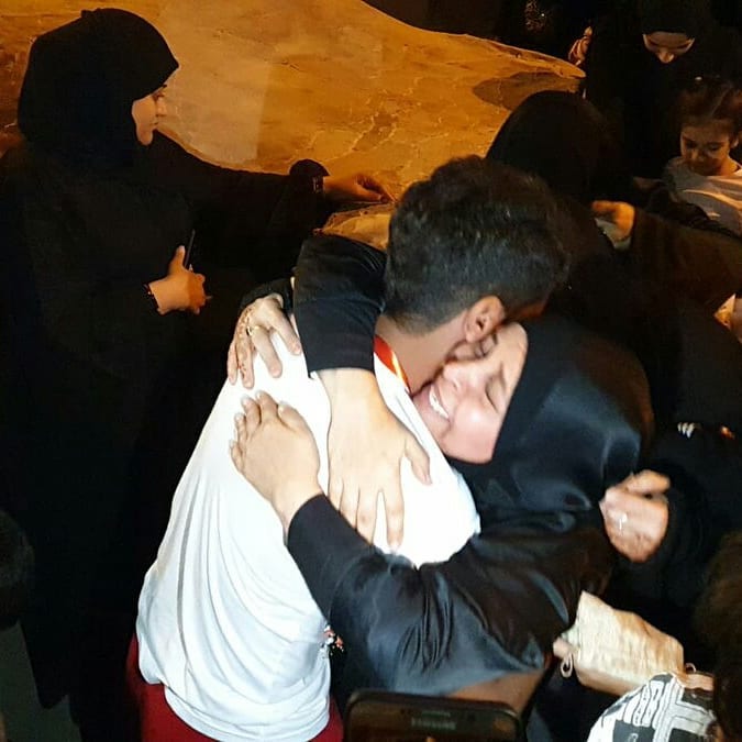 Family of the martyr Abbas Al- Samie Receives its Released Son Mohammed