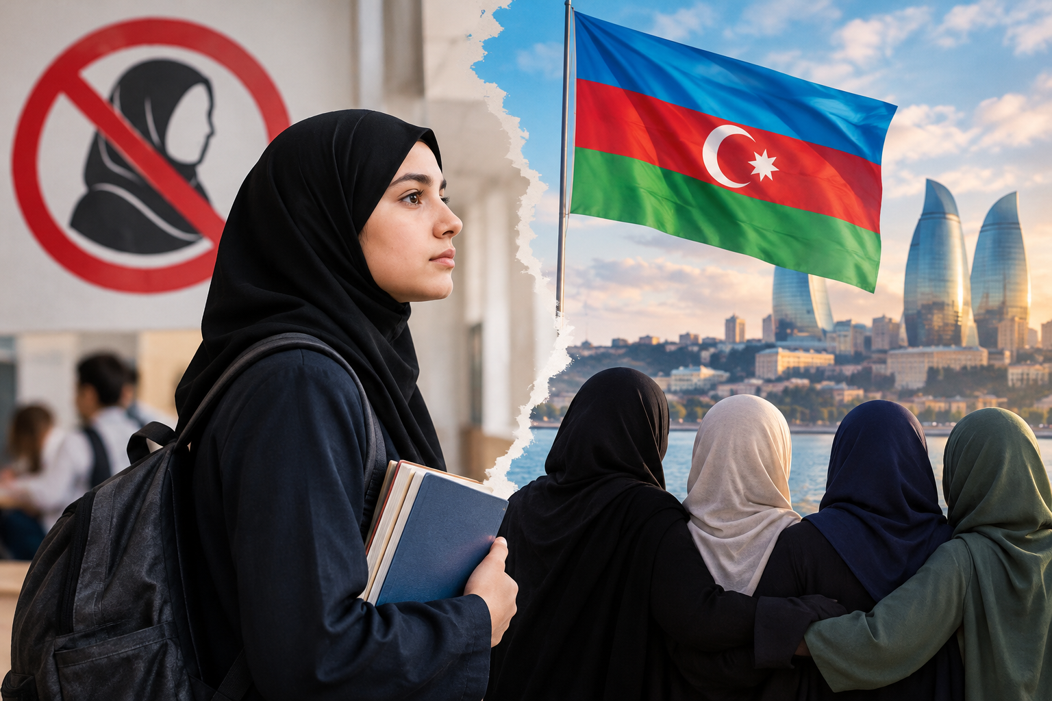 نسائيّة ائتلاف 14 فبراير: ندين منع الحجاب في المدارس ونؤكّد تضامننا مع المسلمات في أذربيجان